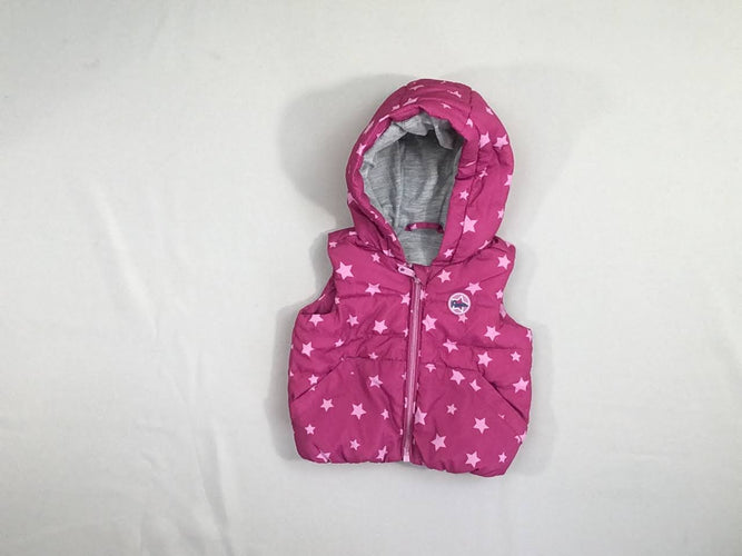 Bodywarmer rose étoiles à capuche, moins cher chez Petit Kiwi