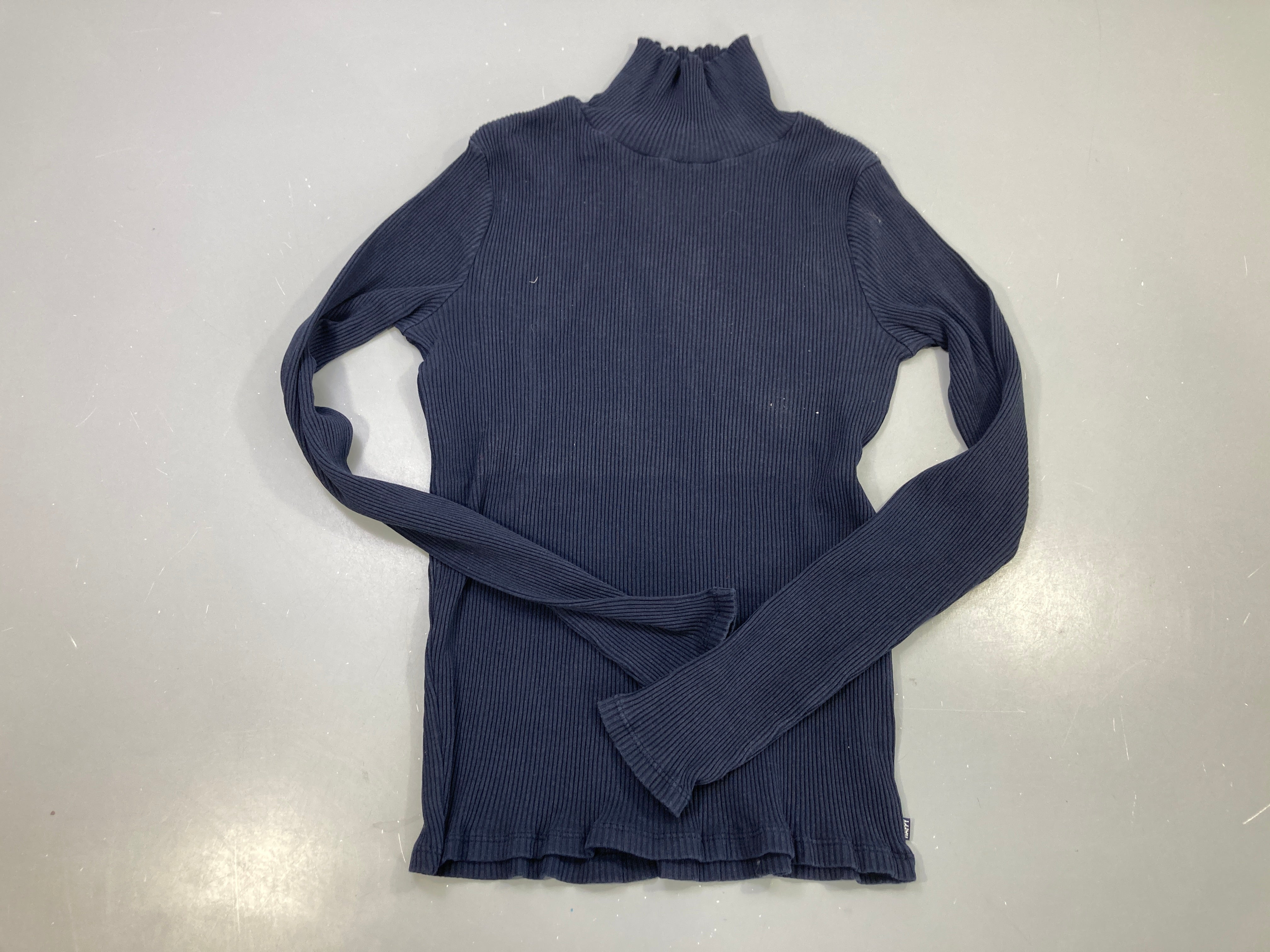 T-shirt m.l col montant bleu marine côtelé