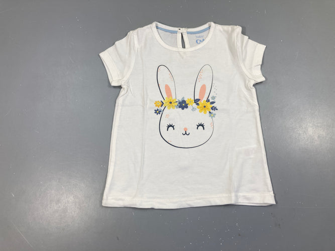 T-shirt m.c blanc lapin, moins cher chez Petit Kiwi