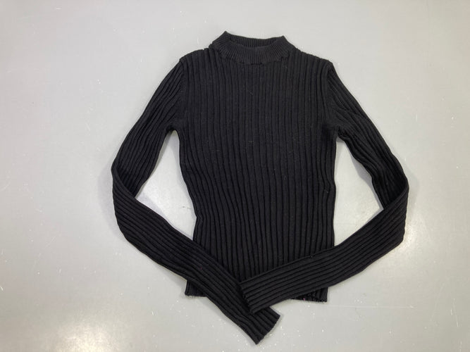 Pull col montant noir maille côtelée, moins cher chez Petit Kiwi