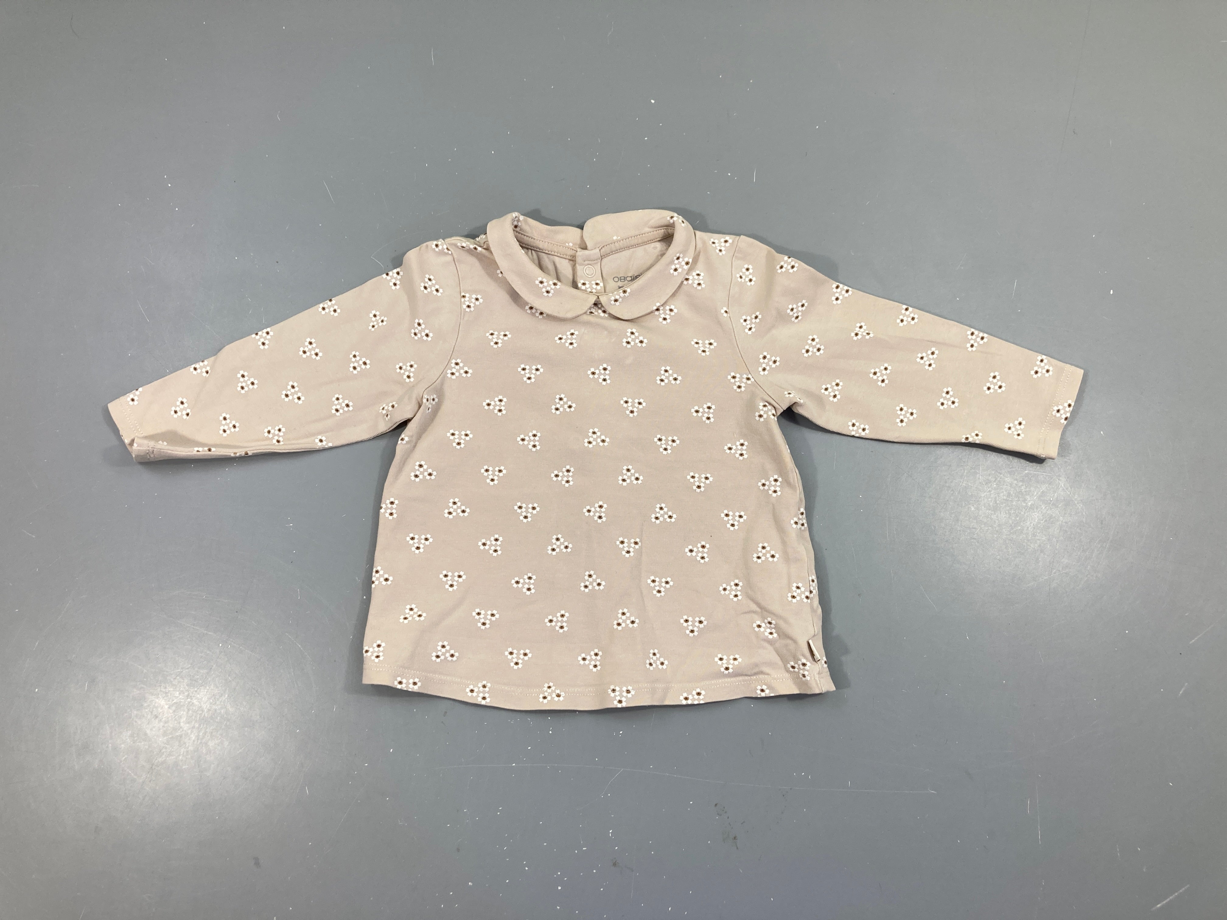 T-shirt m.l beige fleuri col