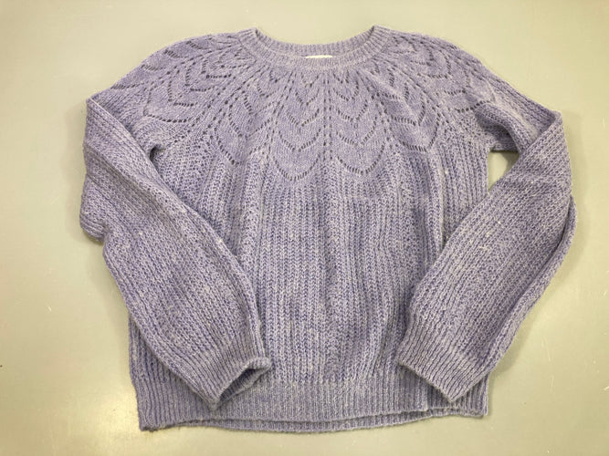 Pull bleu lavande maille ajourée, Cache-cache, 30% alpaga, moins cher chez Petit Kiwi