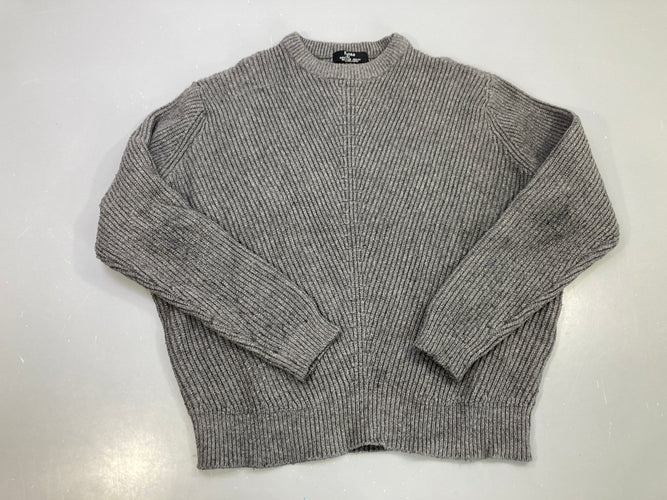 Pull gris chiné grosse maille côtelée, moins cher chez Petit Kiwi