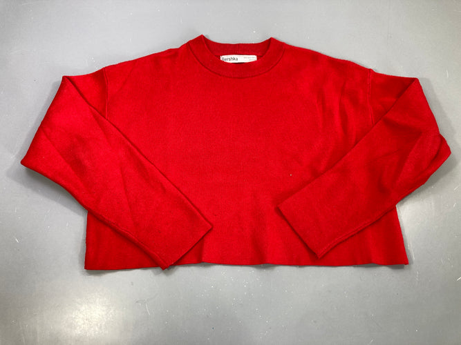 Pull court rouge maille fine, un peu bouloché, moins cher chez Petit Kiwi