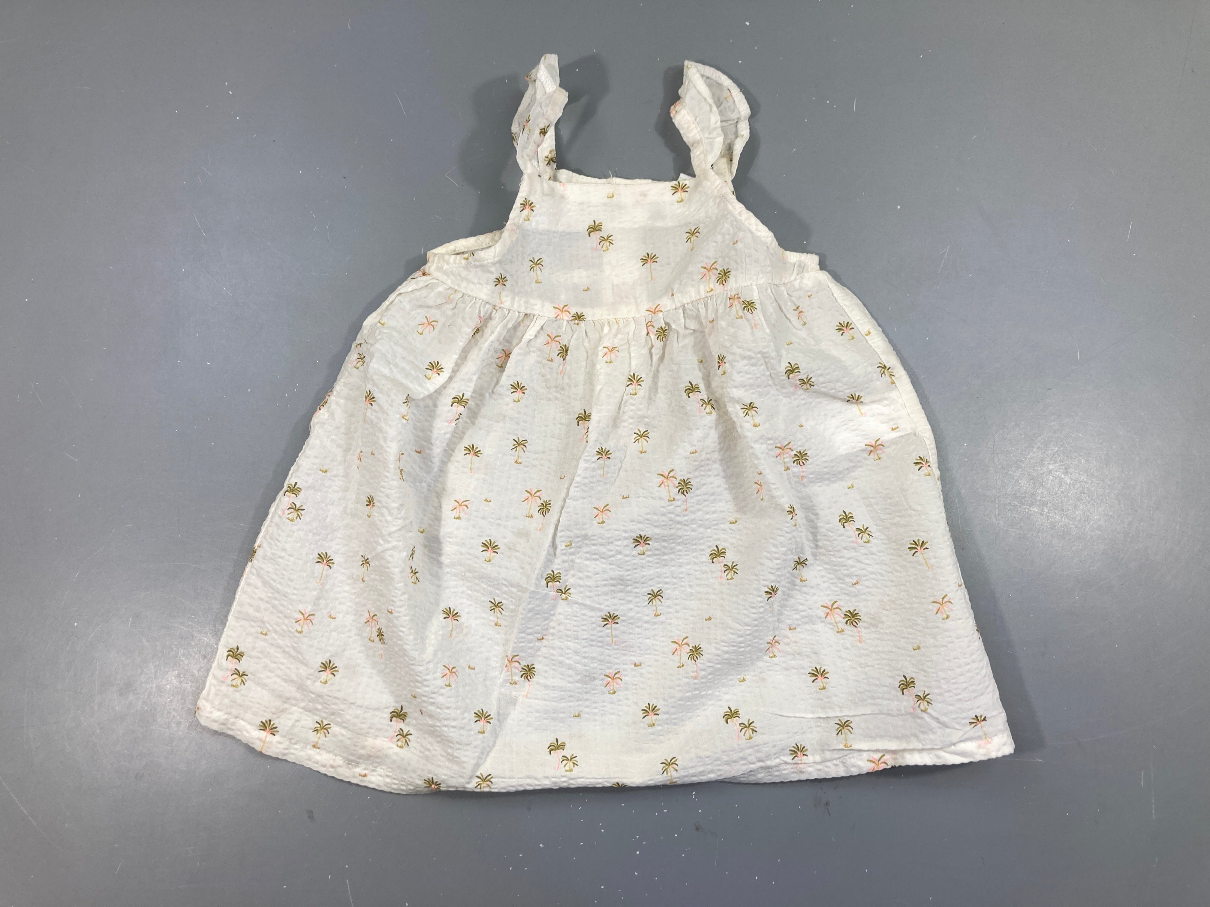 Robe fines bretelles blanche palmiers