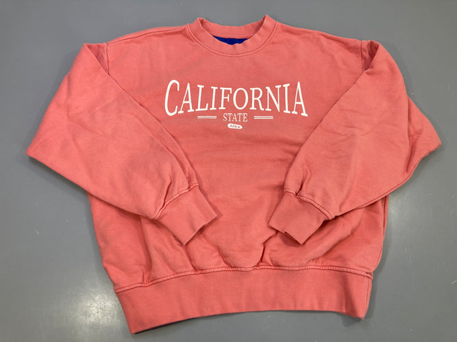Sweat rose corail imprimé California State blanc, JJXX, bouloché, moins cher chez Petit Kiwi
