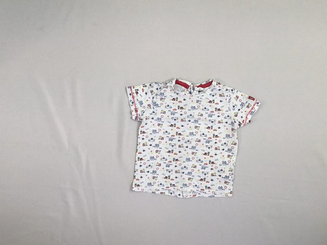 T-shirt m.c blanc flammé cabanes, moins cher chez Petit Kiwi