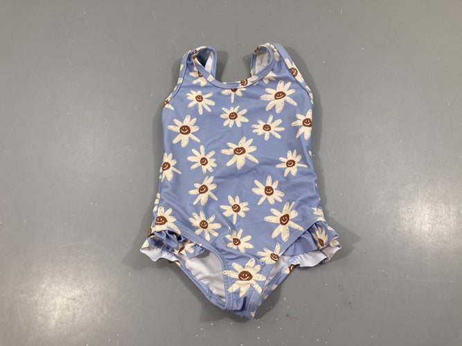 Maillot bleu fleurs, moins cher chez Petit Kiwi