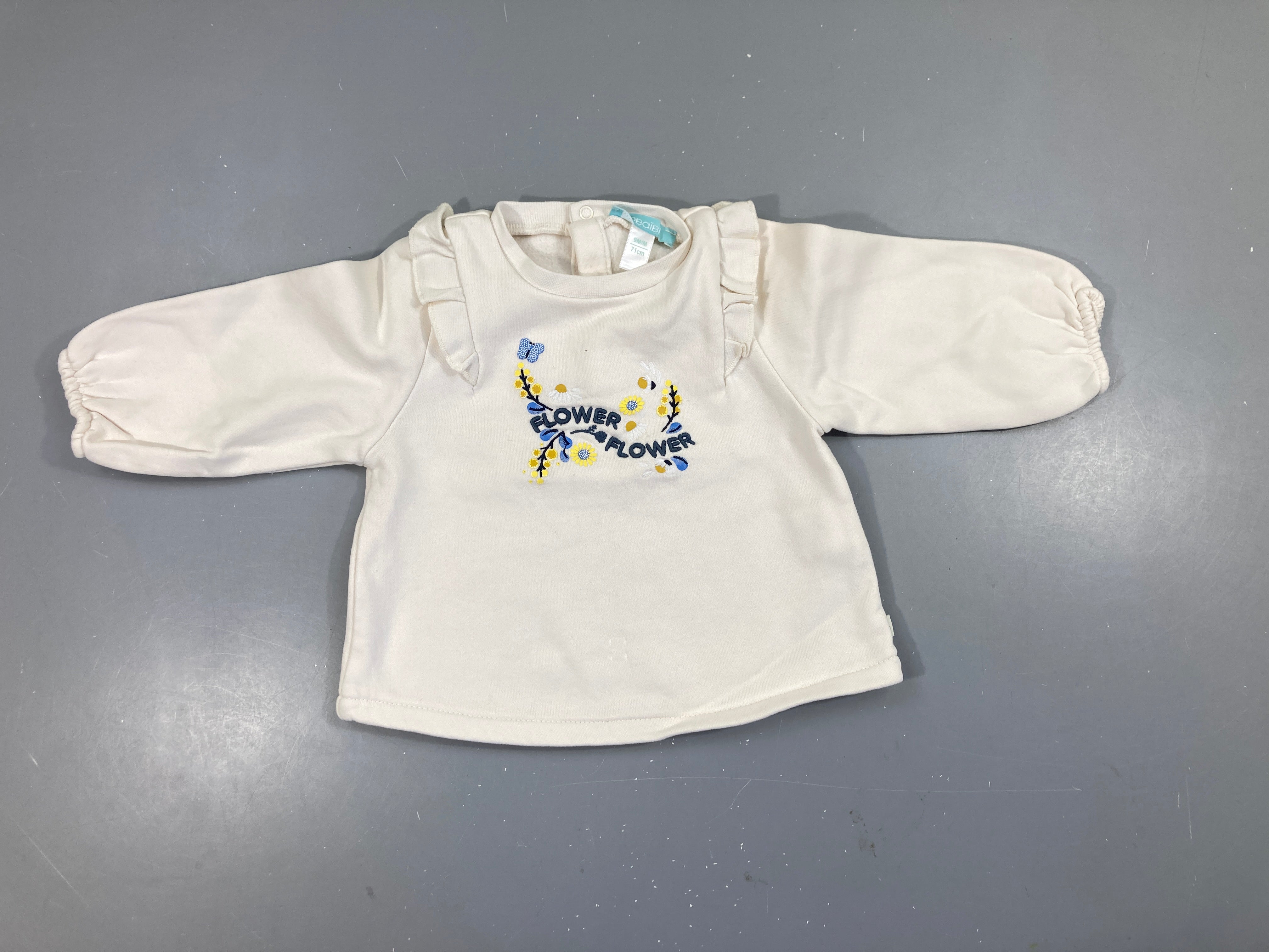 Sweat blanc flower broderies