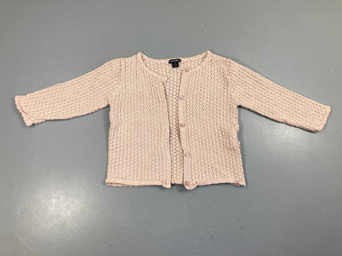 Gilet ajouré rose pâle, moins cher chez Petit Kiwi