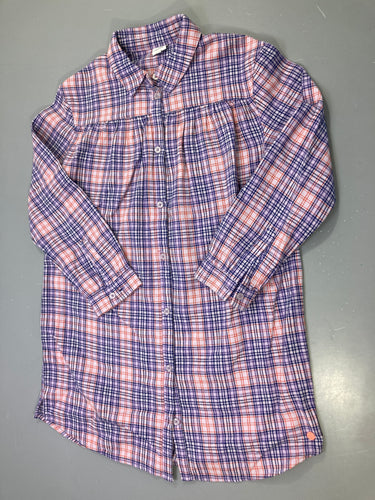 Robe m.l lilas carreaux bleu marine et corail flanelle, style chemise, moins cher chez Petit Kiwi