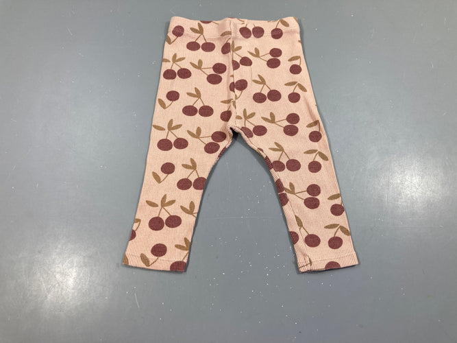 Legging côtelé rose cerises, moins cher chez Petit Kiwi