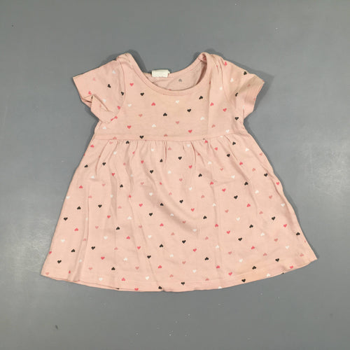 Tunique m.c  rose clair motifs coeurs  100% coton, moins cher chez Petit Kiwi