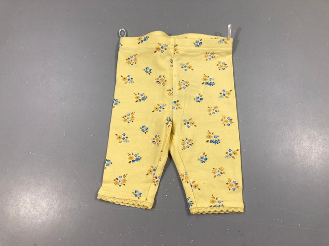 Legging court jaune fleuri, moins cher chez Petit Kiwi