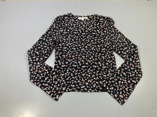 T-shirt m.l noir petites fleurs blanches, orange et lilas, moins cher chez Petit Kiwi