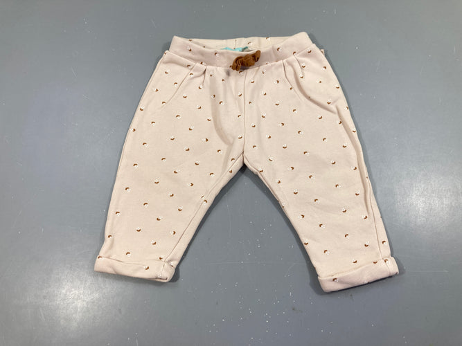 Pantalon molleton beige fleuri, moins cher chez Petit Kiwi