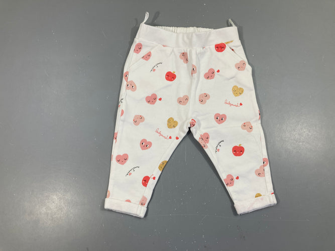 Pantalon molleton blanc coeurs, moins cher chez Petit Kiwi