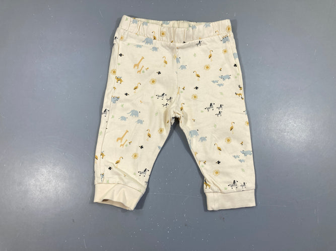 Pantalon molleton écru animaux, moins cher chez Petit Kiwi