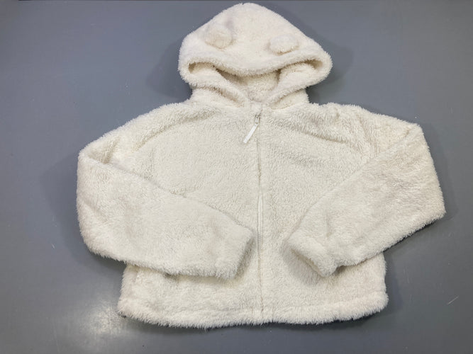 Veste zippée capuche écru sherpa, oreilles, moins cher chez Petit Kiwi