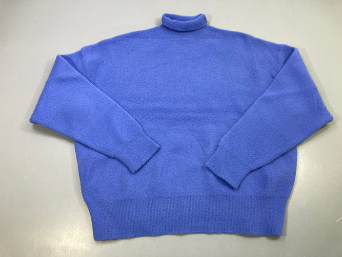 Pull col roulé bleu roi duveteux, moins cher chez Petit Kiwi