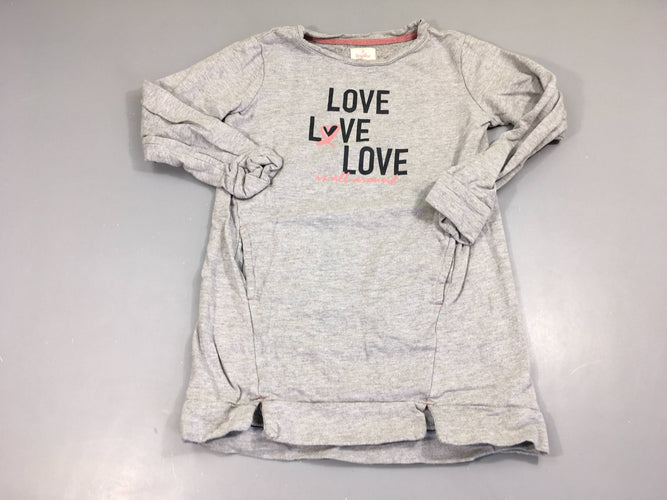 Robe sweat grise Love, moins cher chez Petit Kiwi
