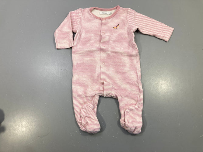Pyjama éponge blanc rayé rose, licorne, moins cher chez Petit Kiwi
