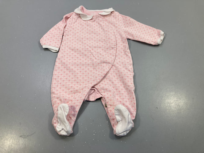 Pyjama jersey  rose clair à motifs, petit col blanc, moins cher chez Petit Kiwi
