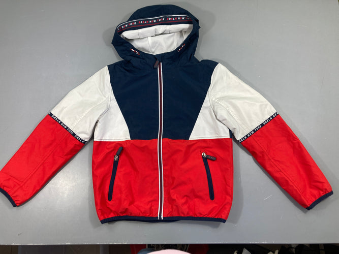 Veste coupe-vent bleu marine/rouge/blanc à capuche, moins cher chez Petit Kiwi