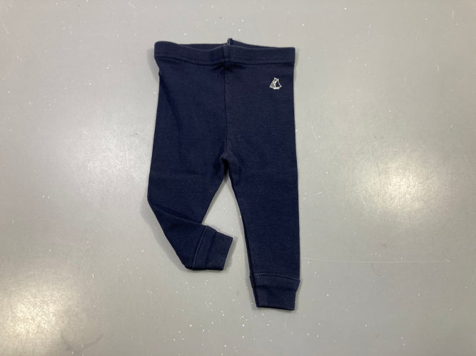 Legging bleu marine, motif bâteau blanc, moins cher chez Petit Kiwi