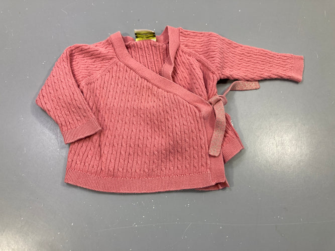 Gilet cache-coeur rose texturé, moins cher chez Petit Kiwi