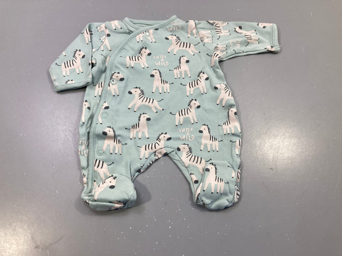 Pyjama jersey vert clair , motifs zèbres "Little & wild", moins cher chez Petit Kiwi