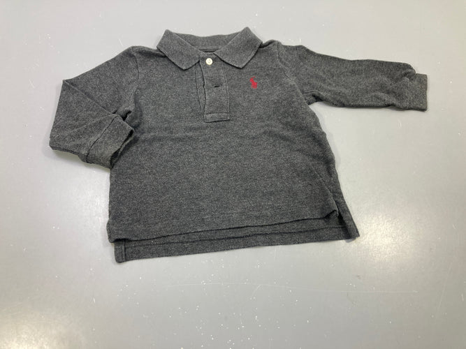 Polo ml  gris, sigle Ralph Loren bordeaux, moins cher chez Petit Kiwi