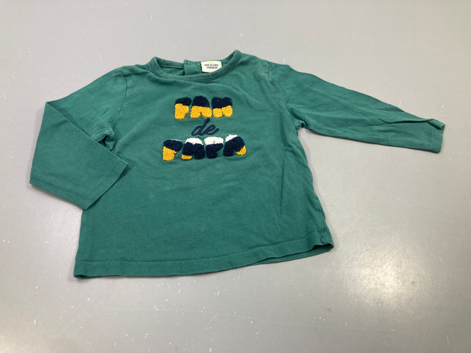 T-shirt m.l vert "Fan de papa", moins cher chez Petit Kiwi