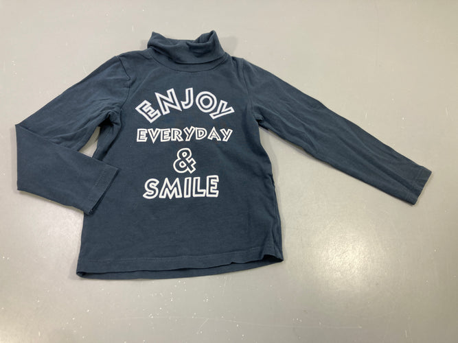 T-shirt m.l a col roulé  noir "Enjoy everayéday& s.mile", moins cher chez Petit Kiwi