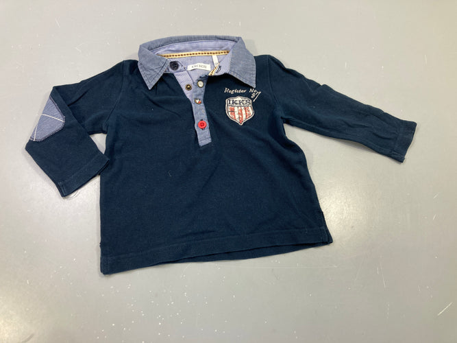 Polo ml bleu marine, écusson IKKS, moins cher chez Petit Kiwi