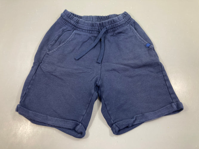 Bermuda molleton bleu marine à revers bouloché, moins cher chez Petit Kiwi