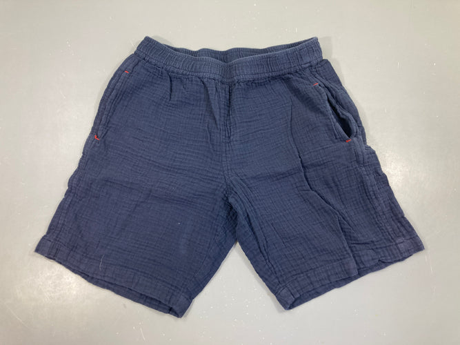 Bermuda coton tetra bleu marine, un peu bouloché, moins cher chez Petit Kiwi
