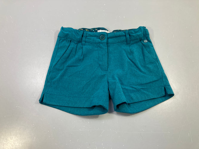 Short à revers vert bleuté chiné, moins cher chez Petit Kiwi