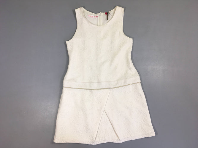 Robe s.m molleton blanc tetxturé fleurs, petite tache à l'arrière, moins cher chez Petit Kiwi