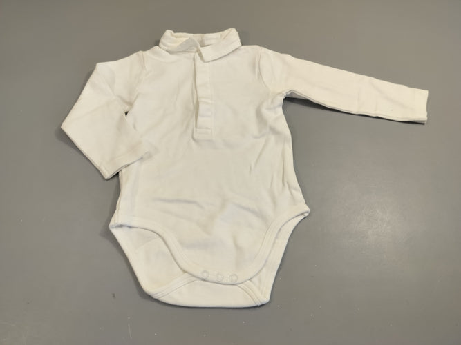 Body m.l blanc avec col 100% coton bio, moins cher chez Petit Kiwi
