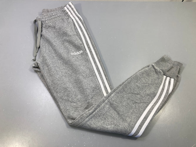Pantalon jogging gris chiné, bandes blanches  "Adidas", moins cher chez Petit Kiwi