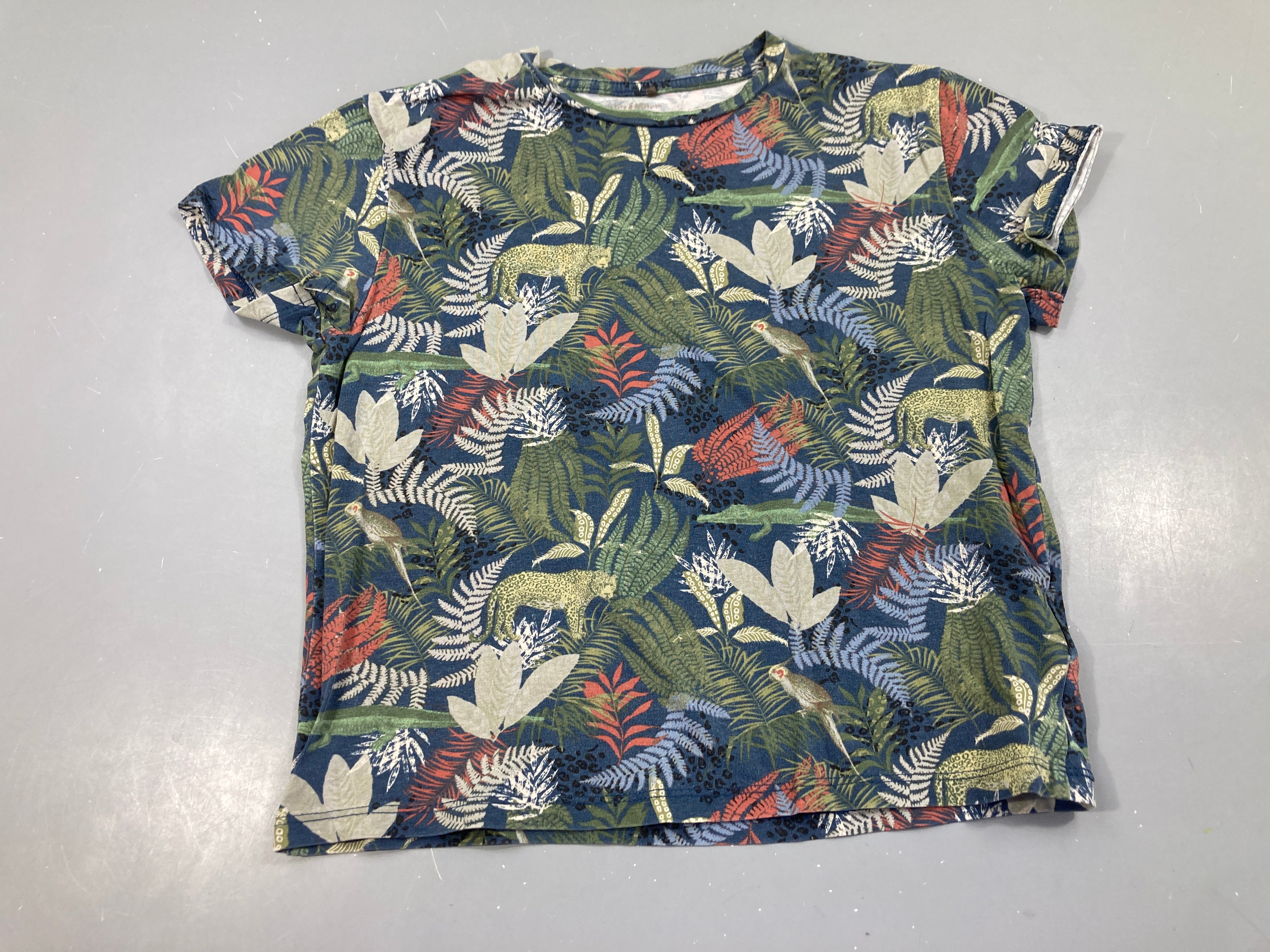 T-shirt m.c bleu feuillage