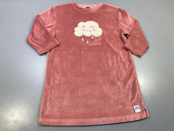 Robe de nuit ml en velours rose, nuage en velours blanc , Véritas, moins cher chez Petit Kiwi