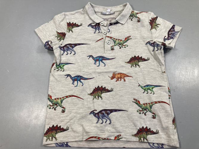 Polo m.c gris dinos, moins cher chez Petit Kiwi