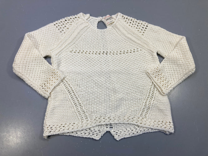 Pull blanc crochet, moins cher chez Petit Kiwi
