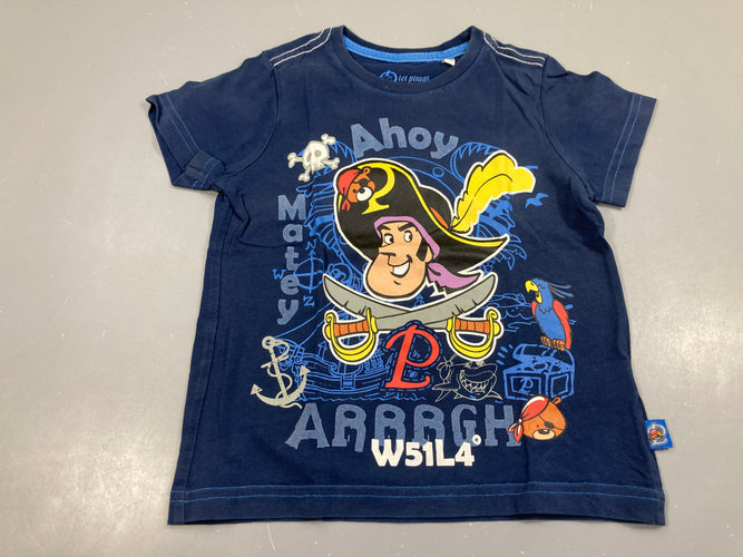 T-shirt m.c bleu foncé pirate Ahoy, moins cher chez Petit Kiwi