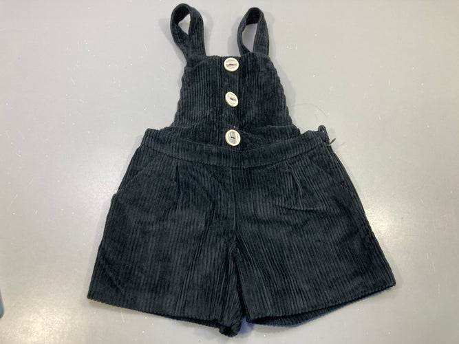 Salopette short en velours côtelé noir, 3 gros boutons, moins cher chez Petit Kiwi