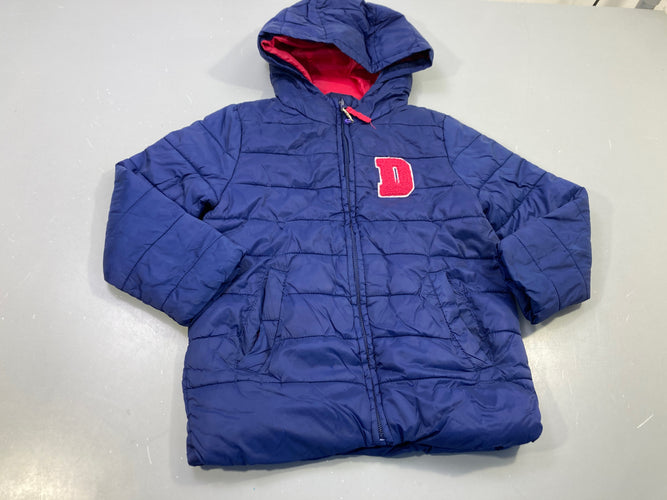 Doudoune zippée à capuche bleu/rose "D", moins cher chez Petit Kiwi