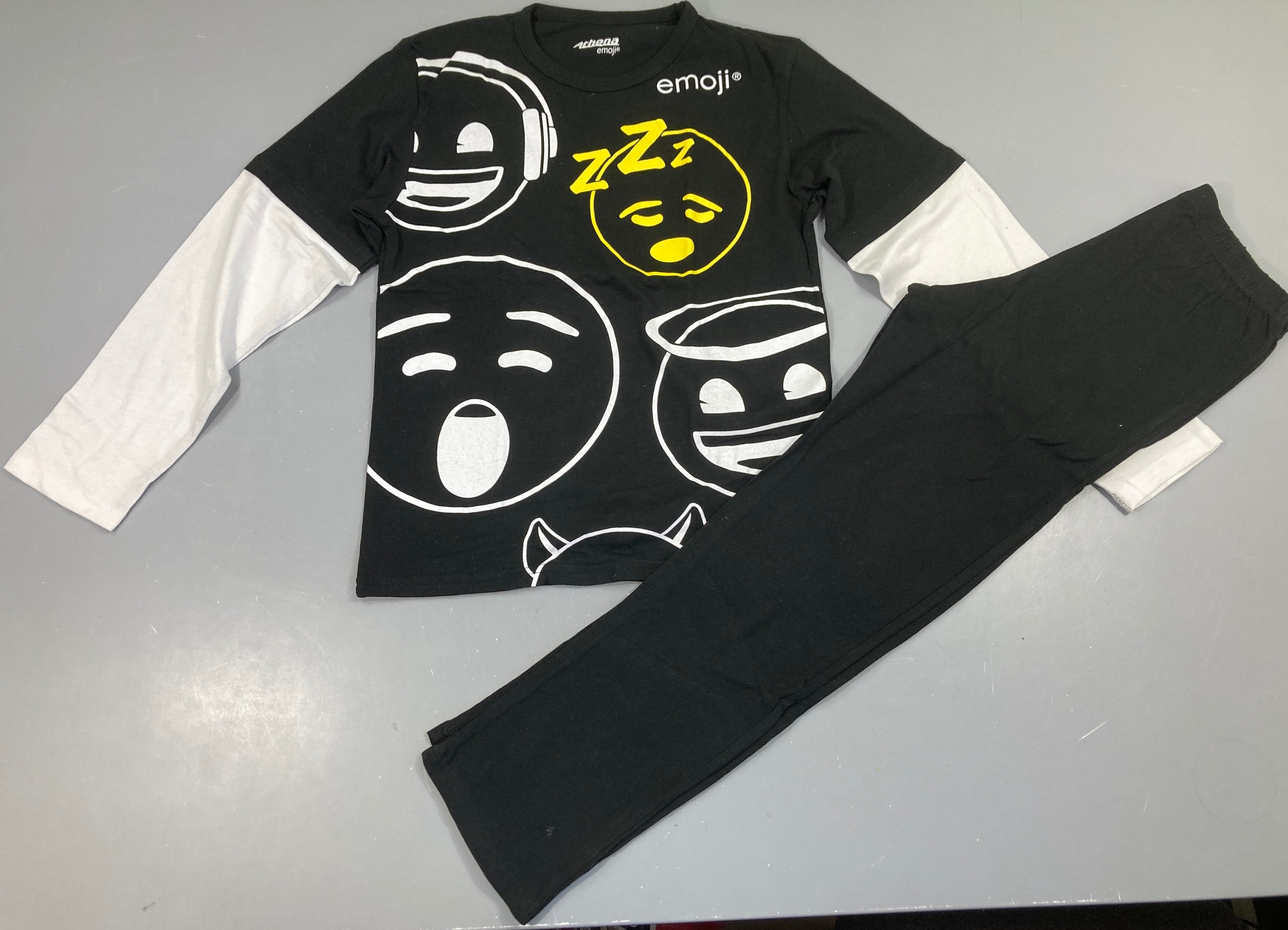 Pyjama 2pcs jersey noir emoji