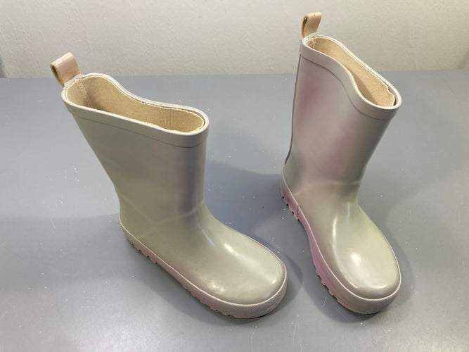 Bottes  de pluie gris clair, mauve rosé pâle nac.ré  -28-29, moins cher chez Petit Kiwi